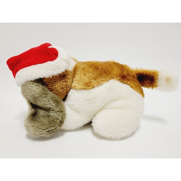Saint Bernard Puppy Dog Plush Red Santa Hat Vtg Stuffed Animal Toy 10" Taiwan - Picture 4 of 10
